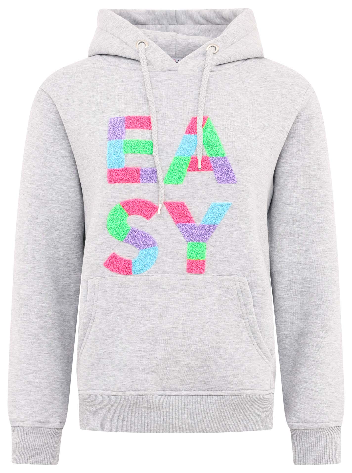 Zwillingsherz - Hoodie "Easy" mit hochwertigem Frottee Print - Grau