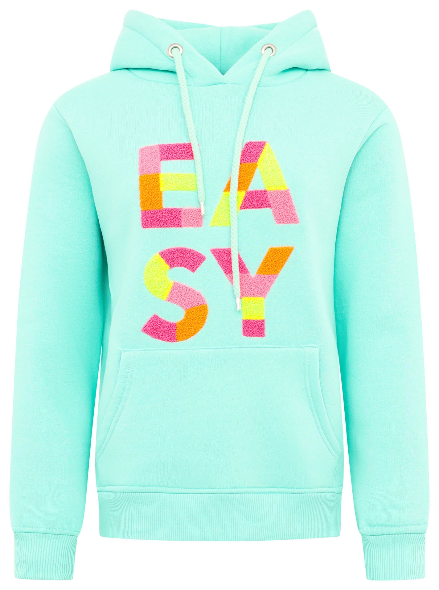 Zwillingsherz - Hoodie "Easy" mit hochwertigem Frottee Print - Türkis