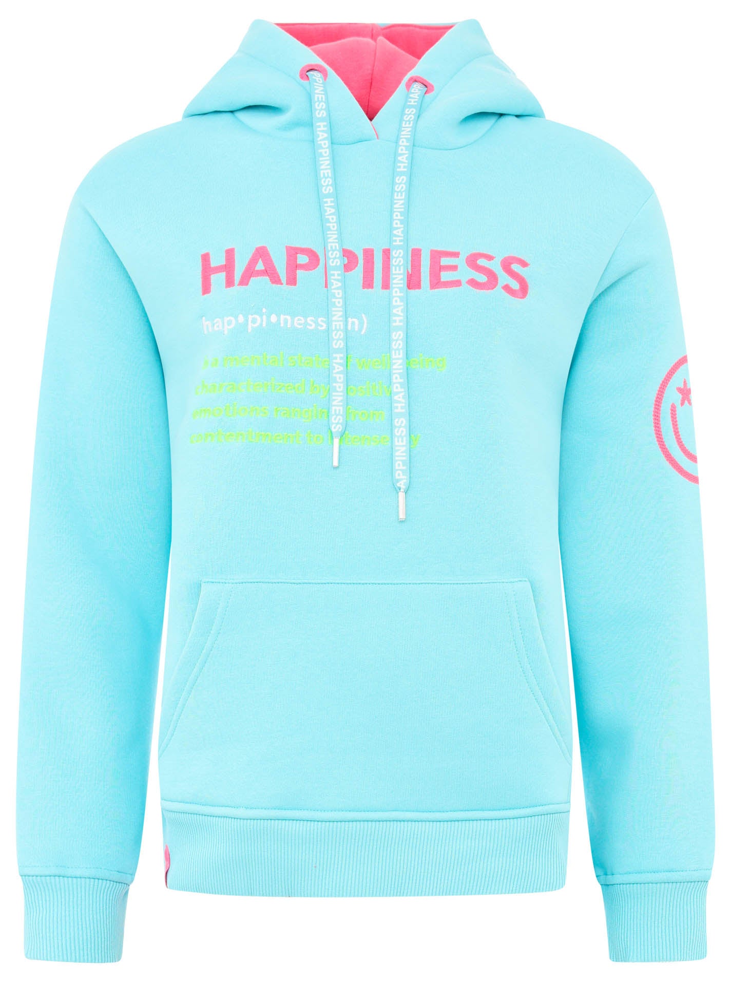 Zwillingsherz - Hoodie "Happiness Happy Smile" - Hellblau/Türkis (Neu)