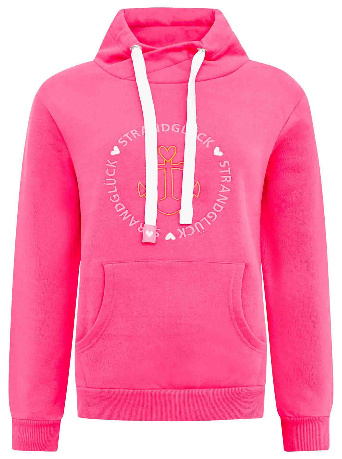 Zwillingsherz - Hoodie "Strandspaziergang Anker" - Neonpink