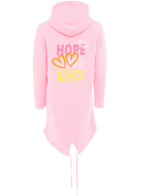 Zwillingsherz - Hoodiemantel "Hope Love Luck" - Rosa-Pink