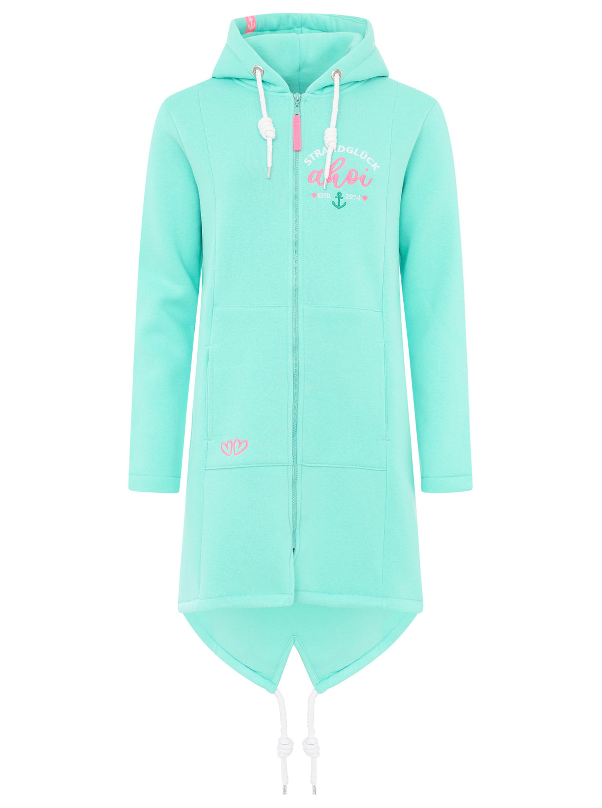 Zwillingsherz - Hoodiemantel Moin Strandglück Pailletten - Mint