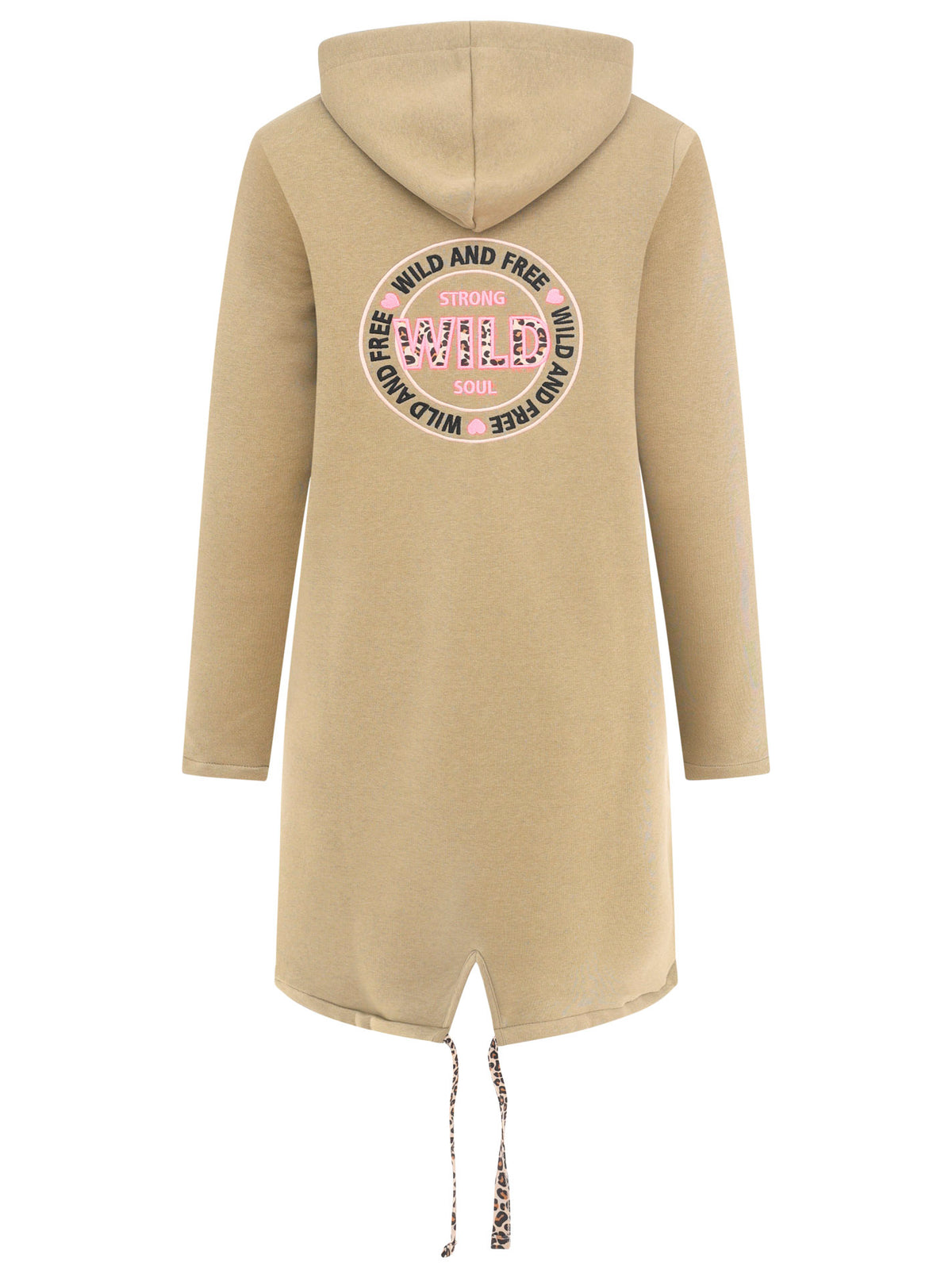 Zwillingsherz - Hoodiemantel "Wild strong and free" - Khaki