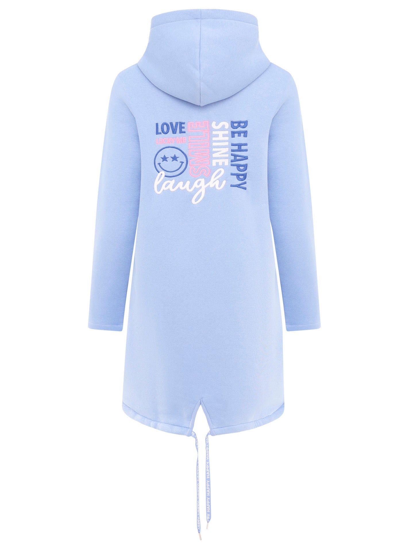 Zwillingsherz - Hoodiemantel "Be Happy and shine" - Blau