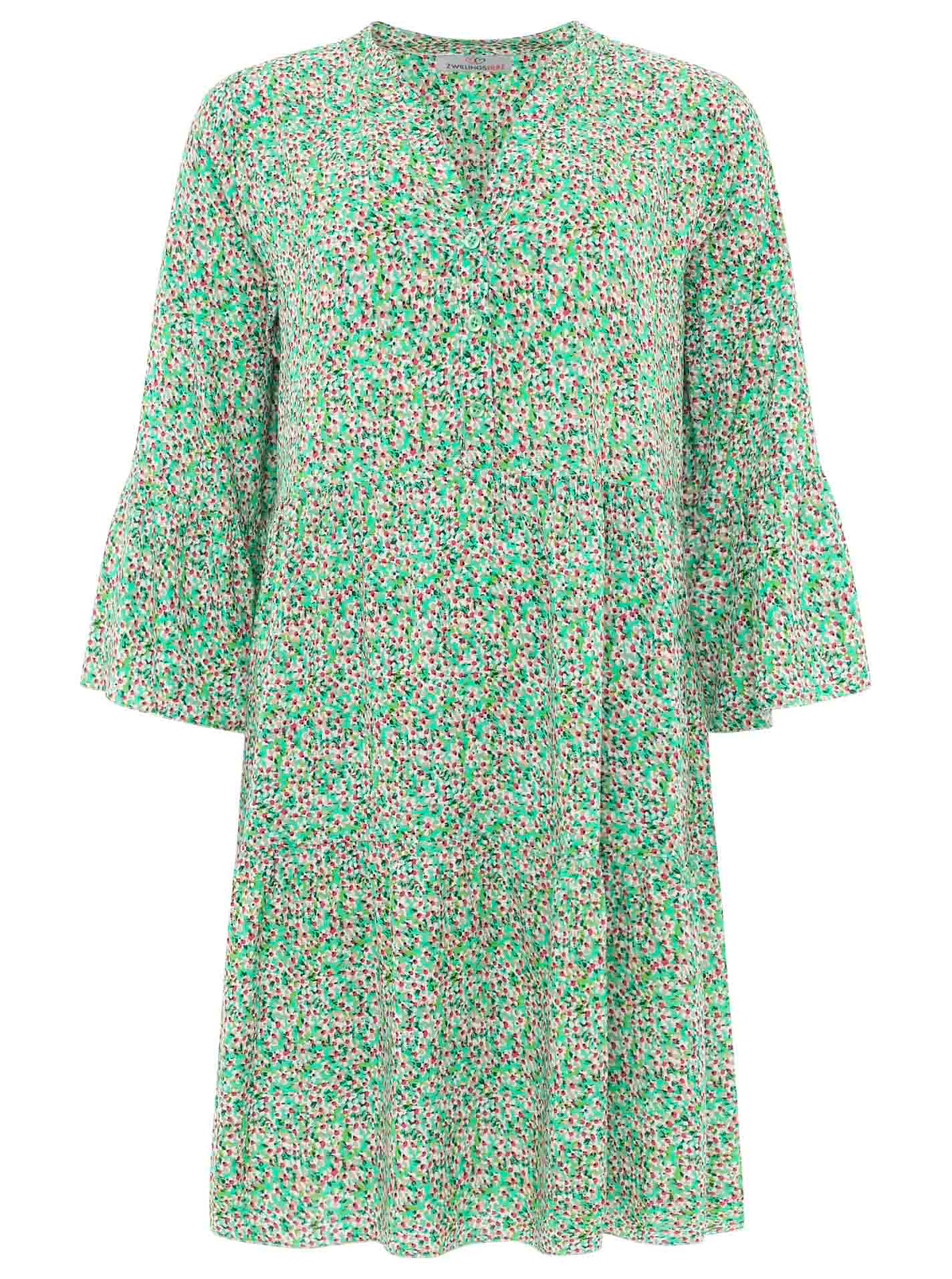 Zwillingsherz - Kleid/Tunika mit kleinen Blütenmuster - Grün