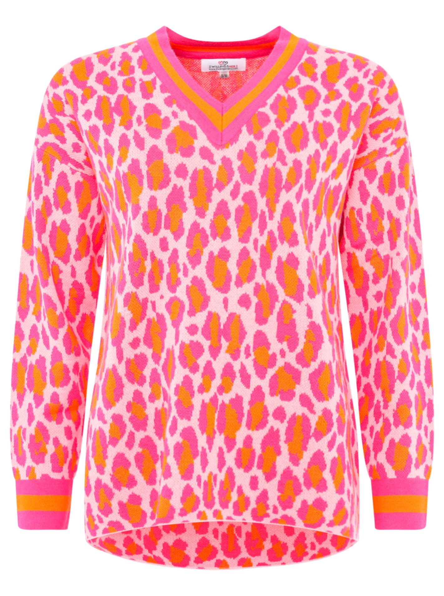 Zwillingsherz -  Pullover Leo/Leopard - Pink/Orange