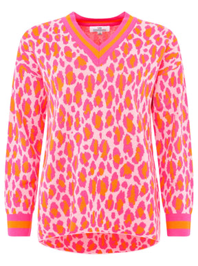 Zwillingsherz -  Pullover Leo/Leopard - Pink/Orange