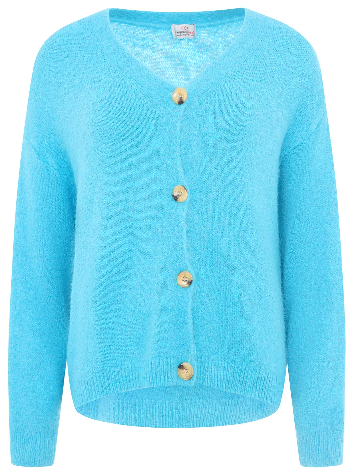 Zwillingsherz - Weicher Alpaka Cardigan - Blau