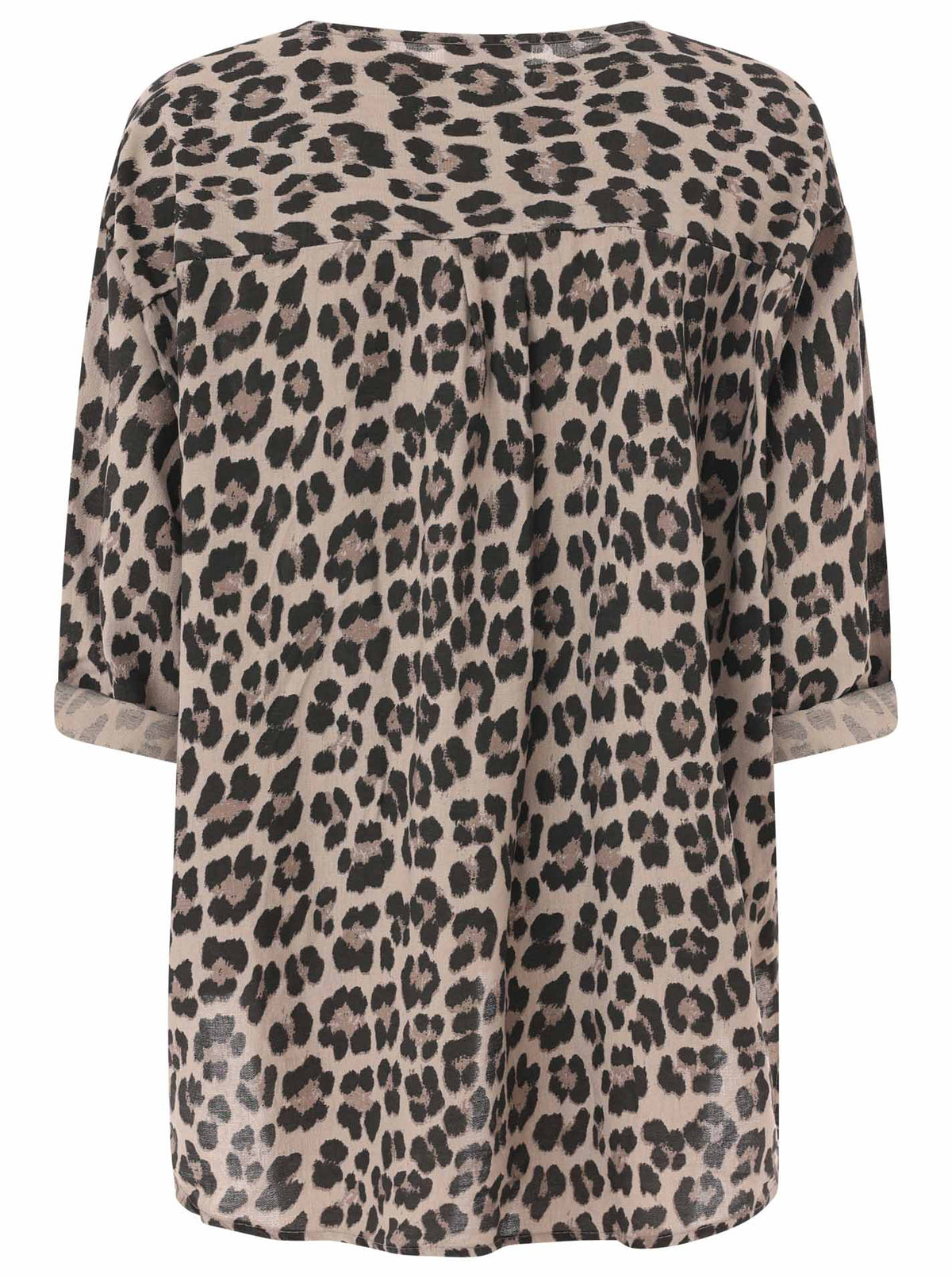 Zwillingsherz - Viskose Leo Bluse - Beige/Schwarz