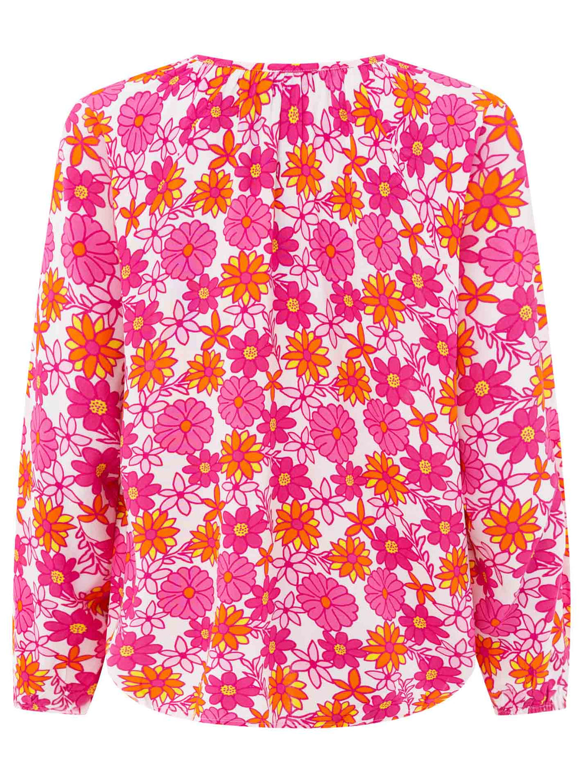 Zwillingsherz - Langarmbluse mit Sommer Blumen "Summer Flower" - Pink/Weiß