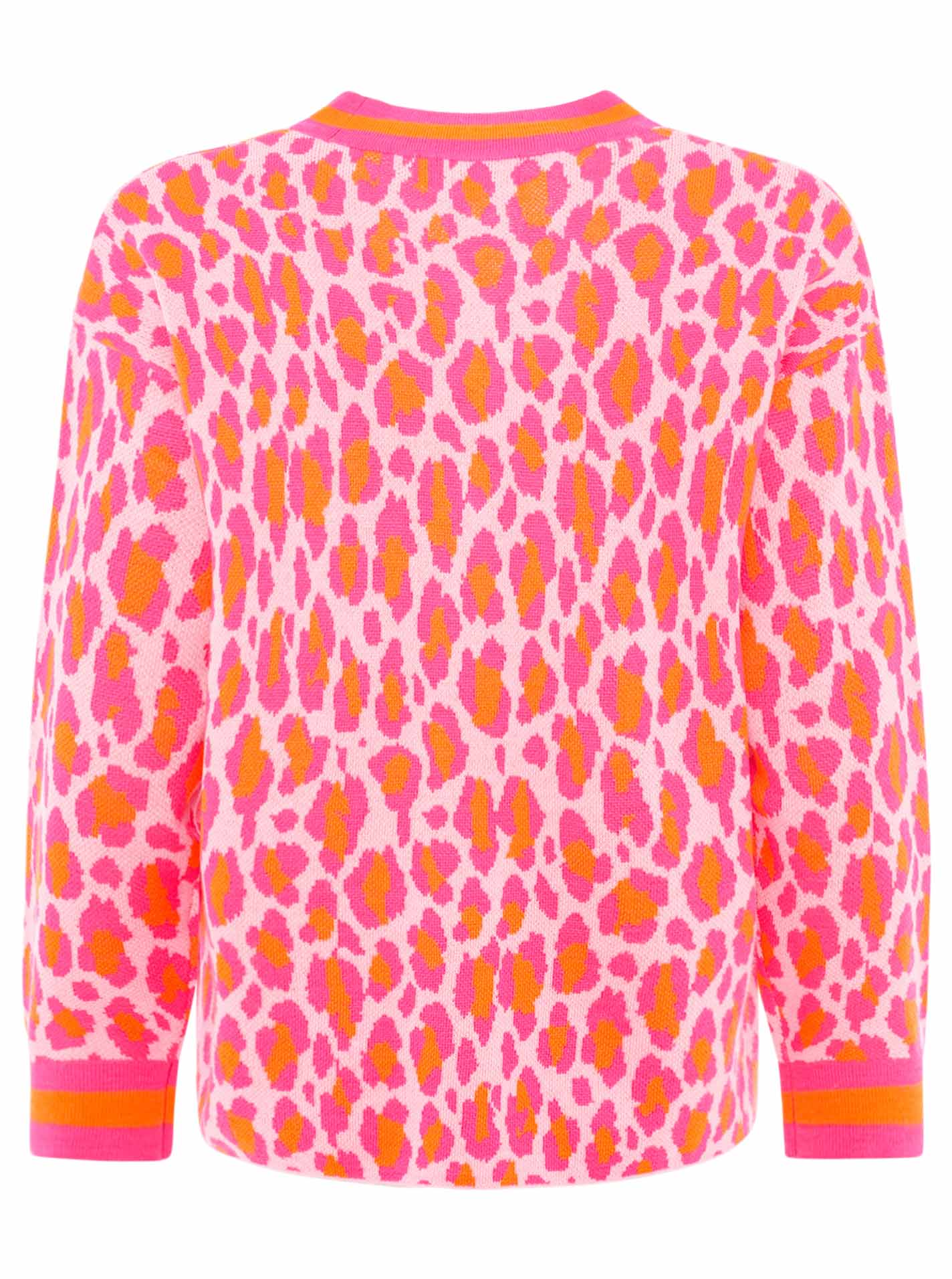 Zwillingsherz -  Strick Cardigan Leo/Leopard - Pink/Orange