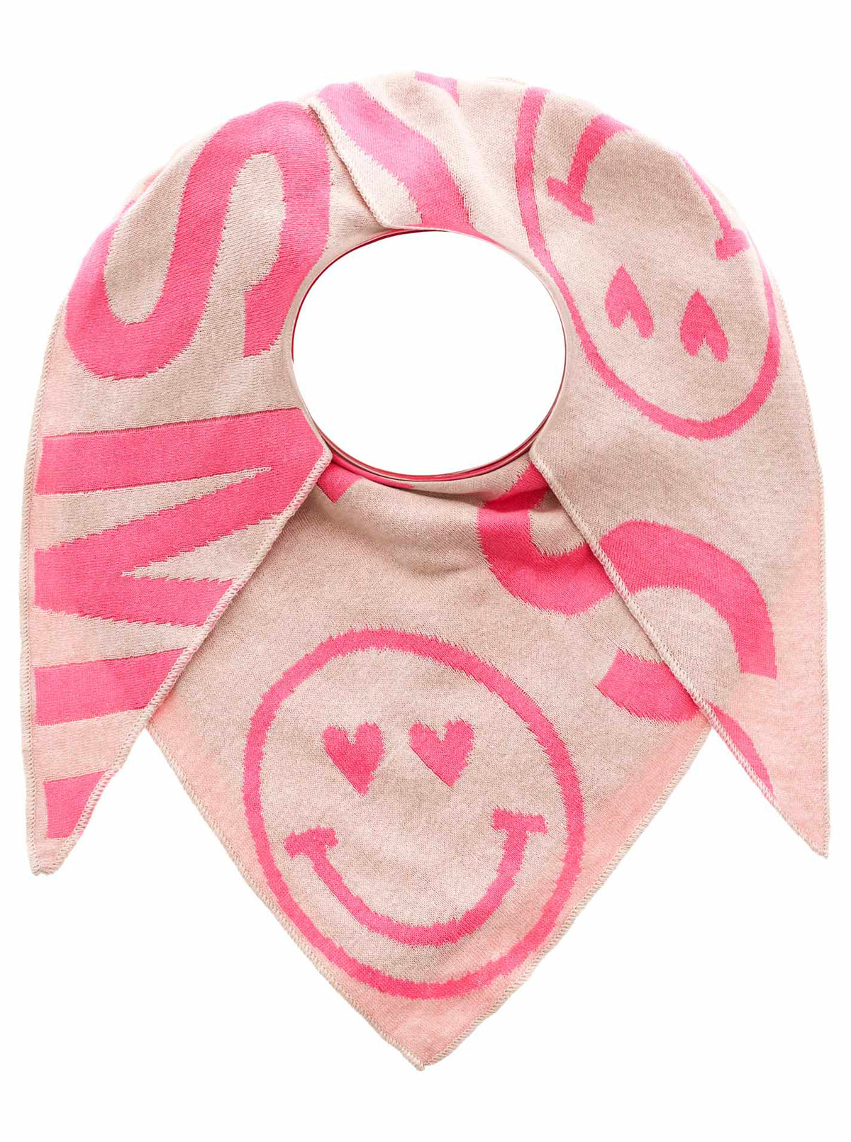 Zwillingsherz - Dreieckstuch/Schal "Happy Smile" Baumwolle - Beige/Pink