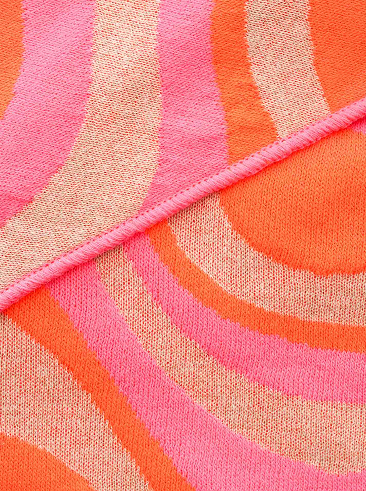 Zwillingsherz - Dreieckstuch/Schal "Happy Waves" Baumwolle - Beige/Pink/Orange