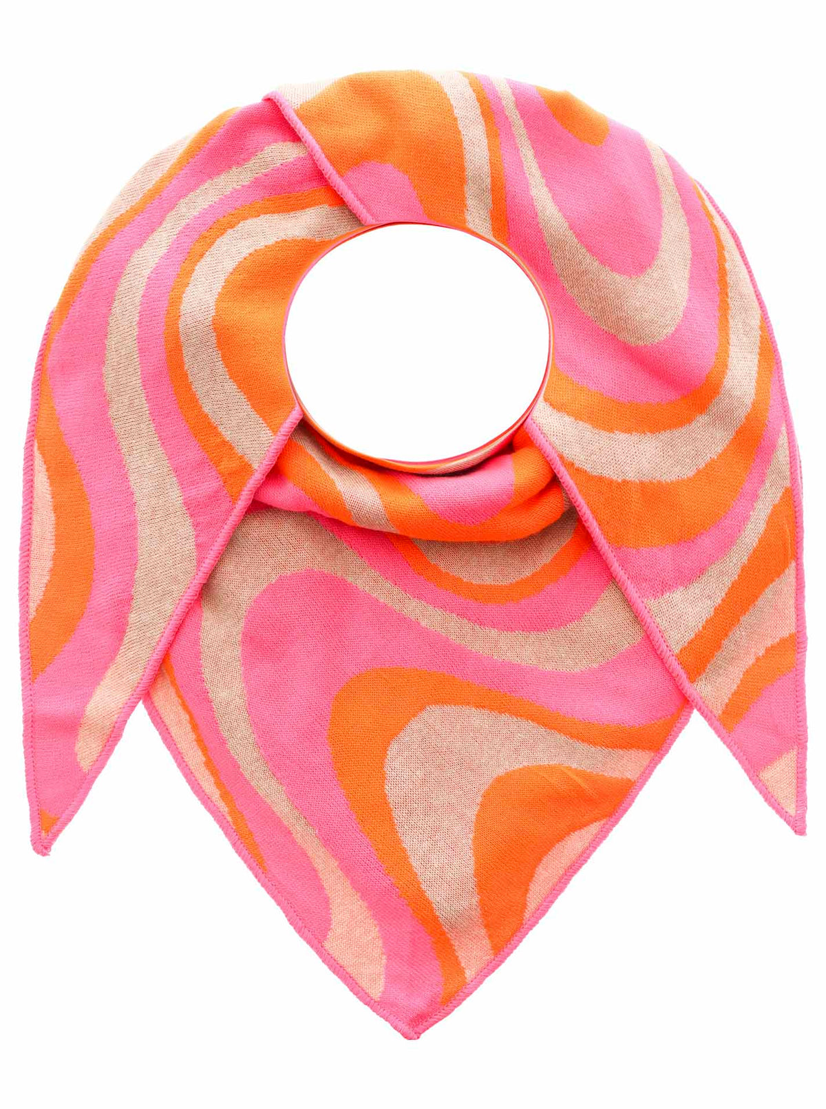 Zwillingsherz - Dreieckstuch/Schal "Happy Waves" Baumwolle - Beige/Pink/Orange