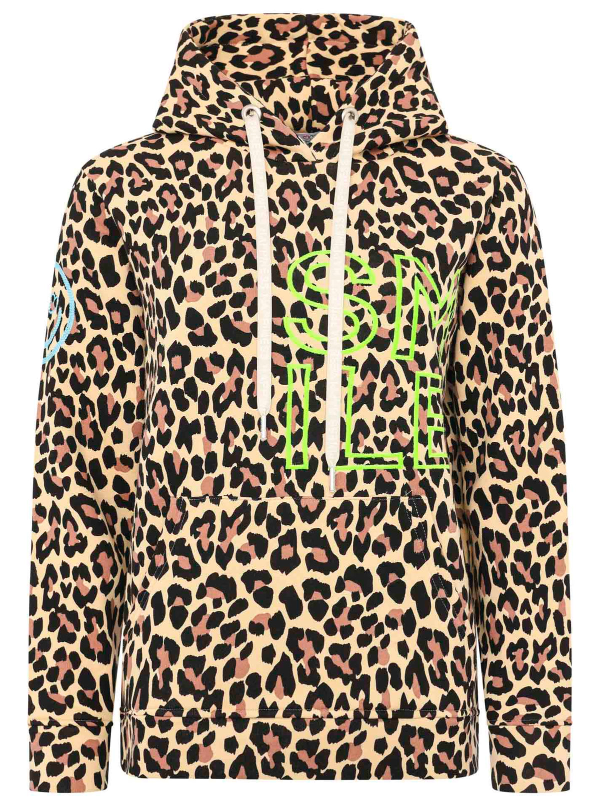 Zwillingsherz - Hoodie/Sweatshirt "Alissa Leo Leopard Smile" - Beige/Schwarz/Grün