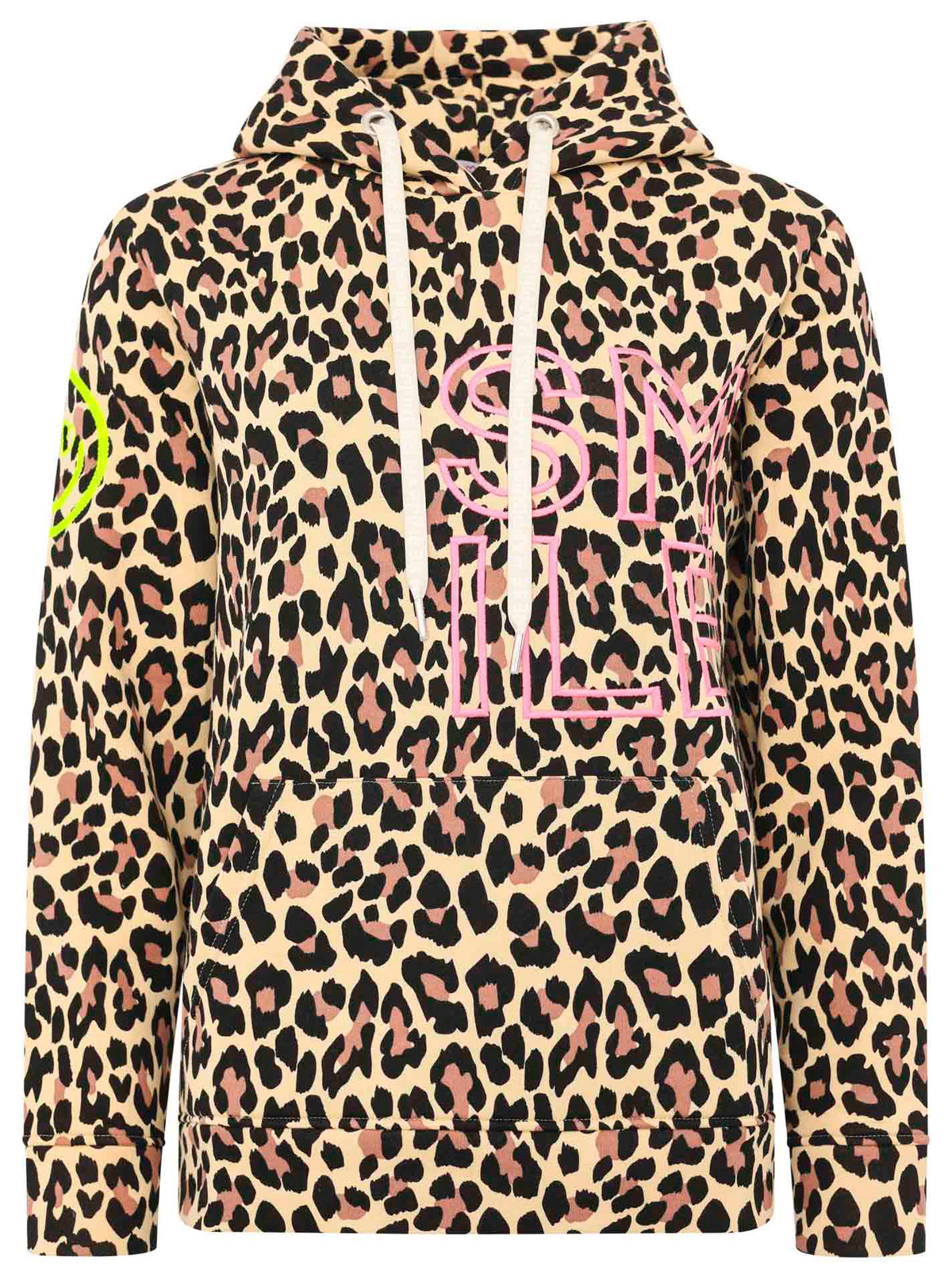 Zwillingsherz - Hoodie/Sweatshirt "Alissa Leo Leopard Smile" - Beige/Schwarz/Pink