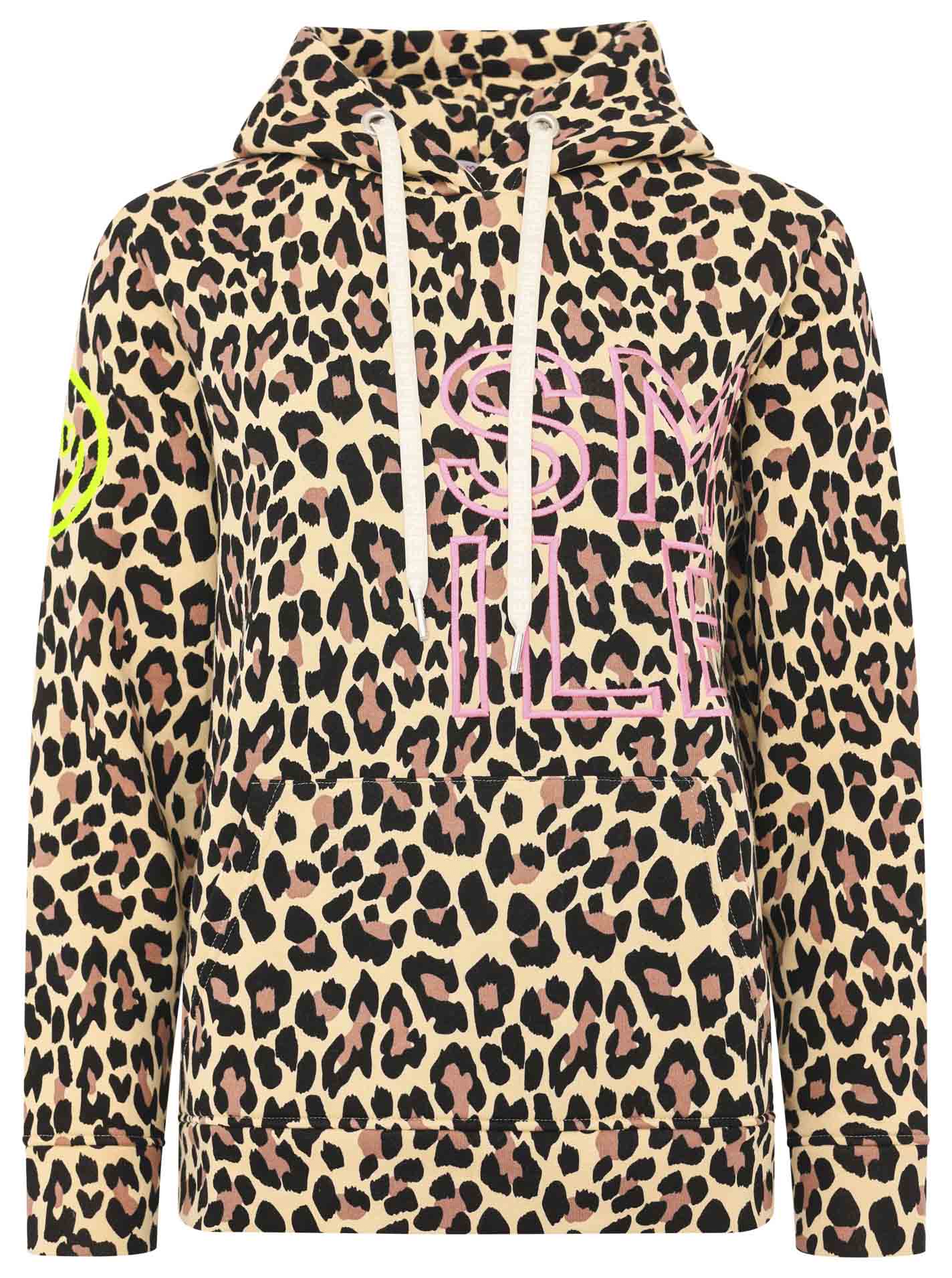 Zwillingsherz - Hoodie/Sweatshirt "Leo Leopard Smile" - Beige/Schwarz/Pink