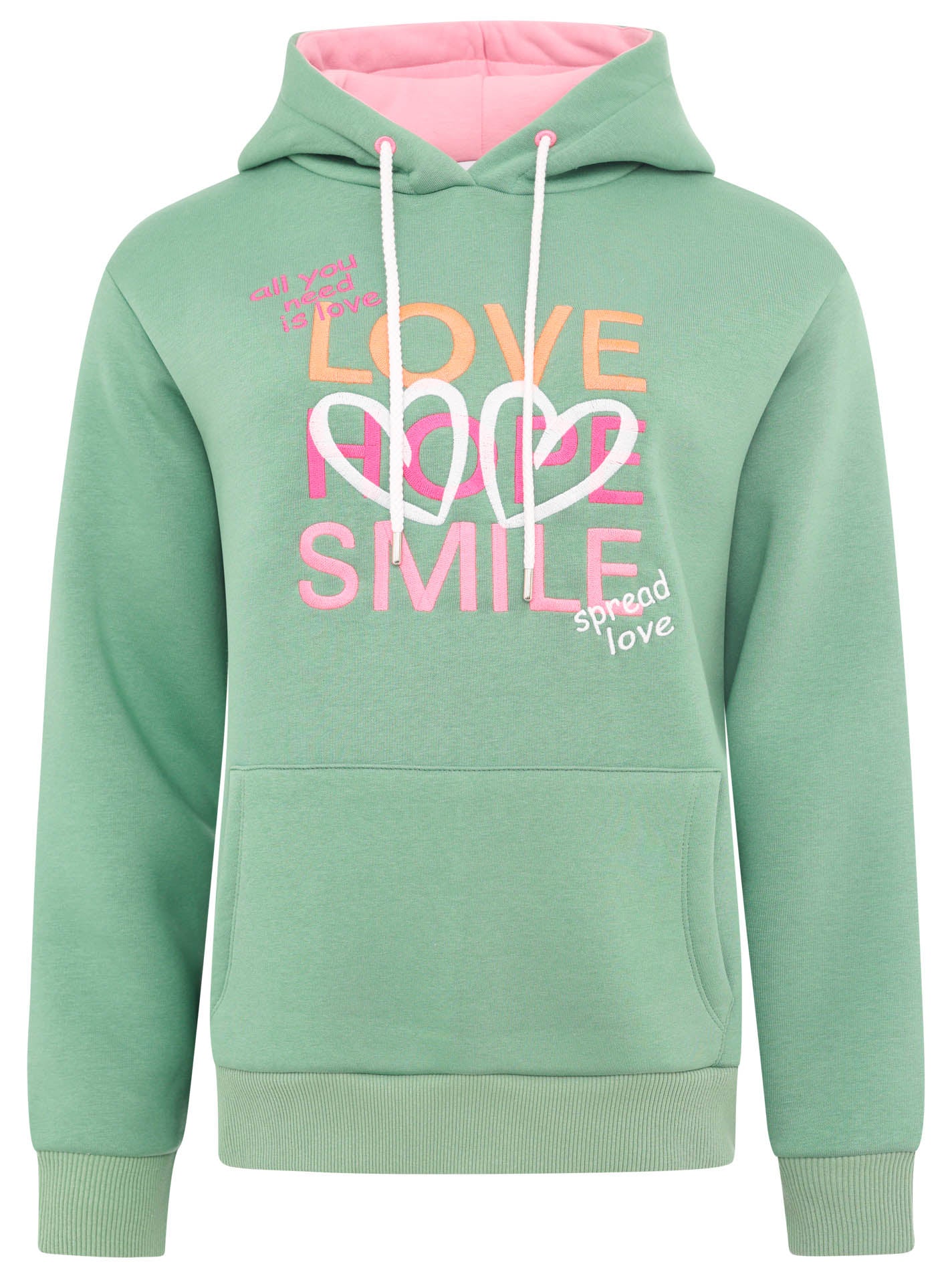 Zwillingsherz - Hoodie "Love Hope Smile - Salbei