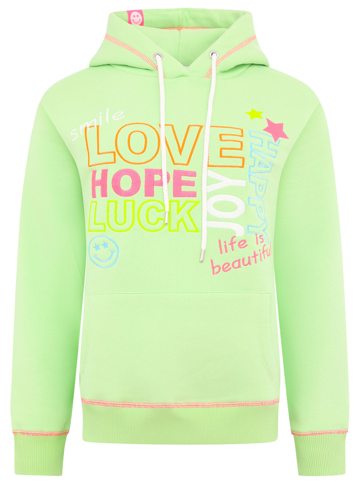 Zwillingsherz - Hoodie "Love Hope Luck - Lime Grün