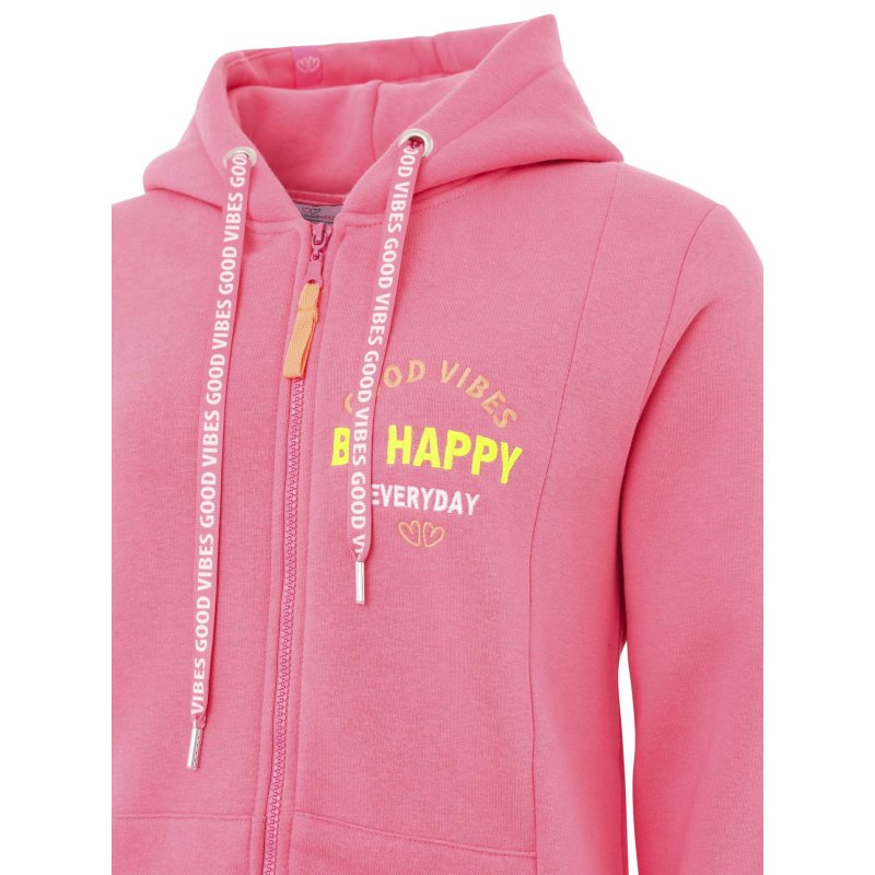 Zwillingsherz Hoodiemantel Good Vibes Only Be Happy Neonpink