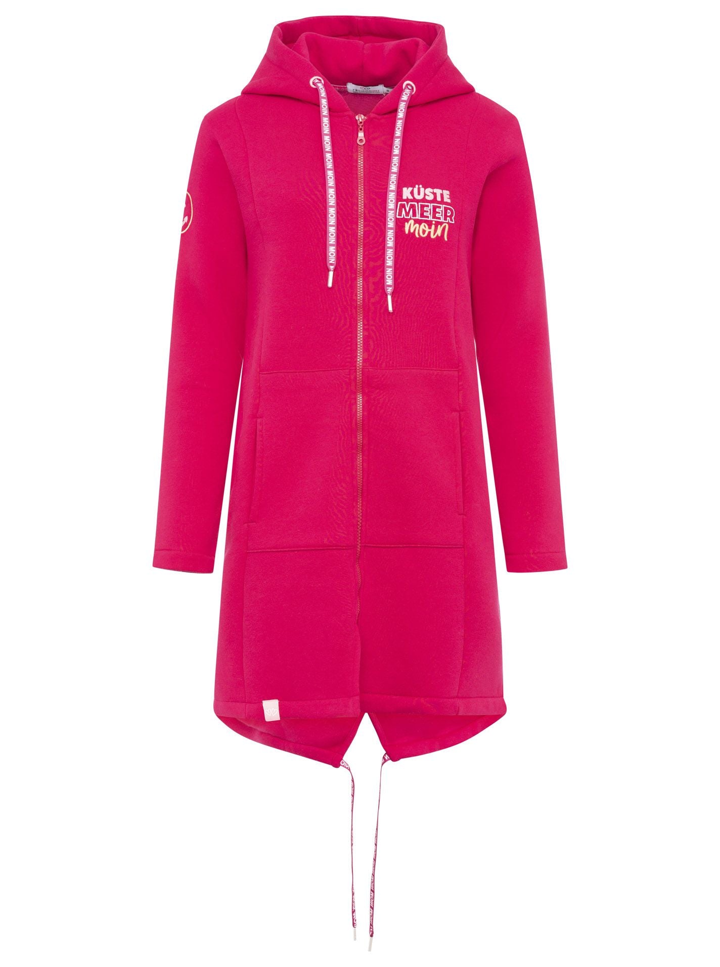 Zwillingsherz Kapuzen-Sweatjacke in Rot/Pink, Hoodiemantel 'Küste Meer Moin', ideal für Freizeit am Meer, Brandneu