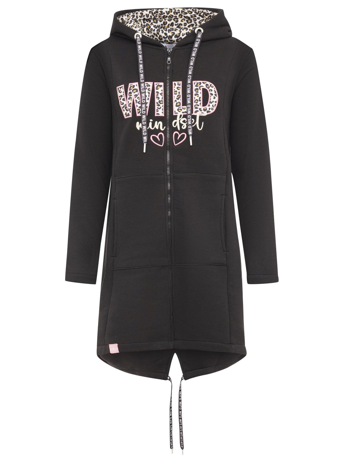 Zwillingsherz Hoodiemantel Leo Wild Mindset in Schwarz, Neu – ideal für trendbewusste Individualisten mit einem Hauch von Wildheit