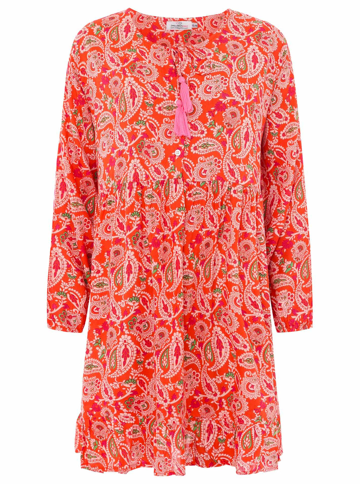 Zwillingsherz - Kleid/Tunika Paisley Design - Orange/Pink