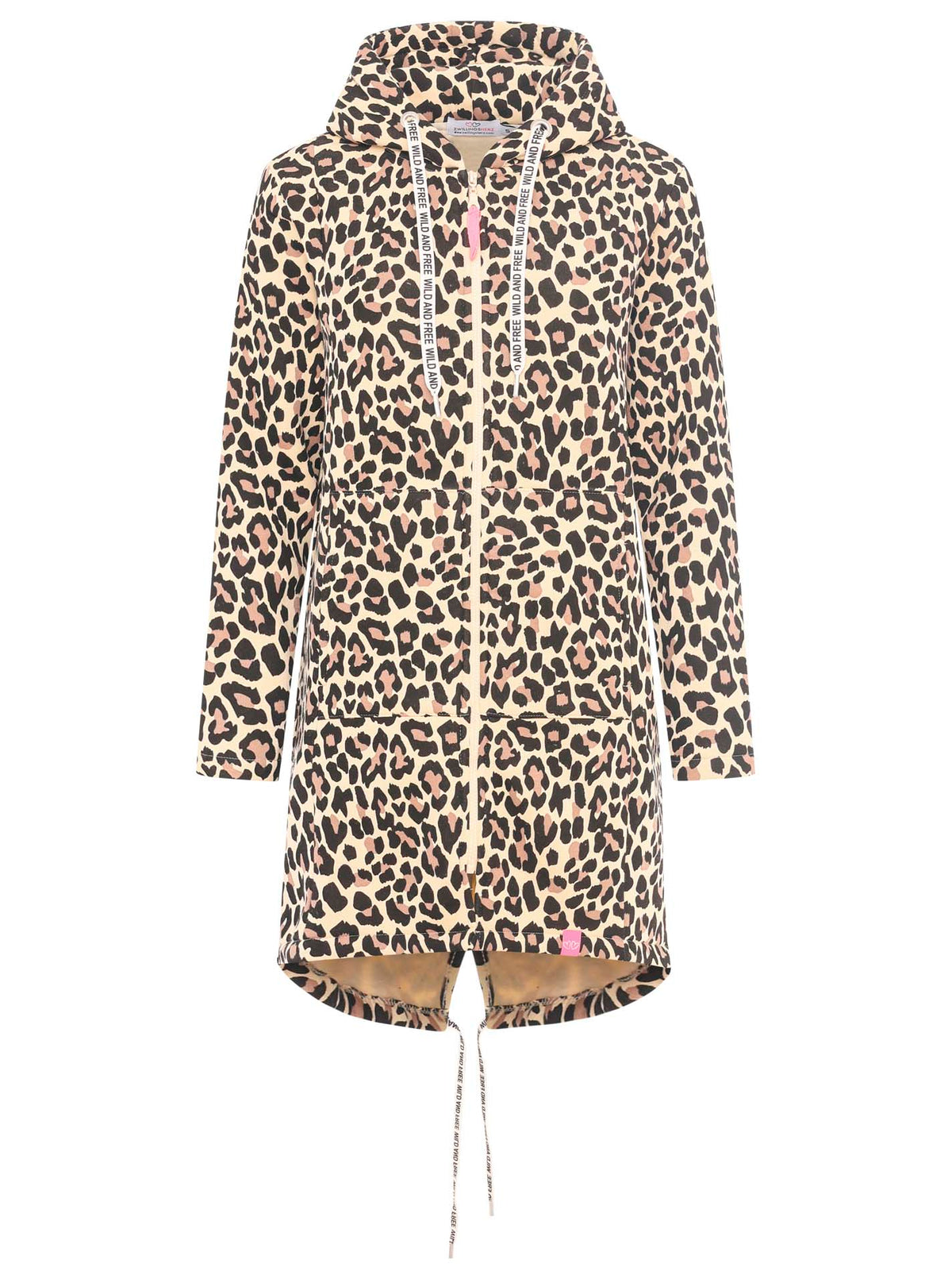 Zwillingsherz - Hoodiemantel "Leopard Leo" - Beige/Schwarz