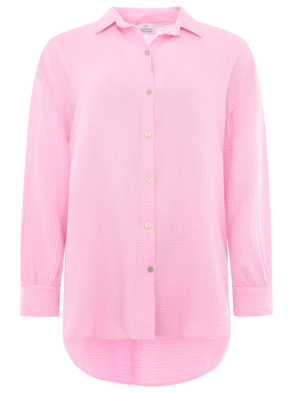 Zwillingsherz - Musselin Bluse Oversized mit Knopfleiste - Rosa