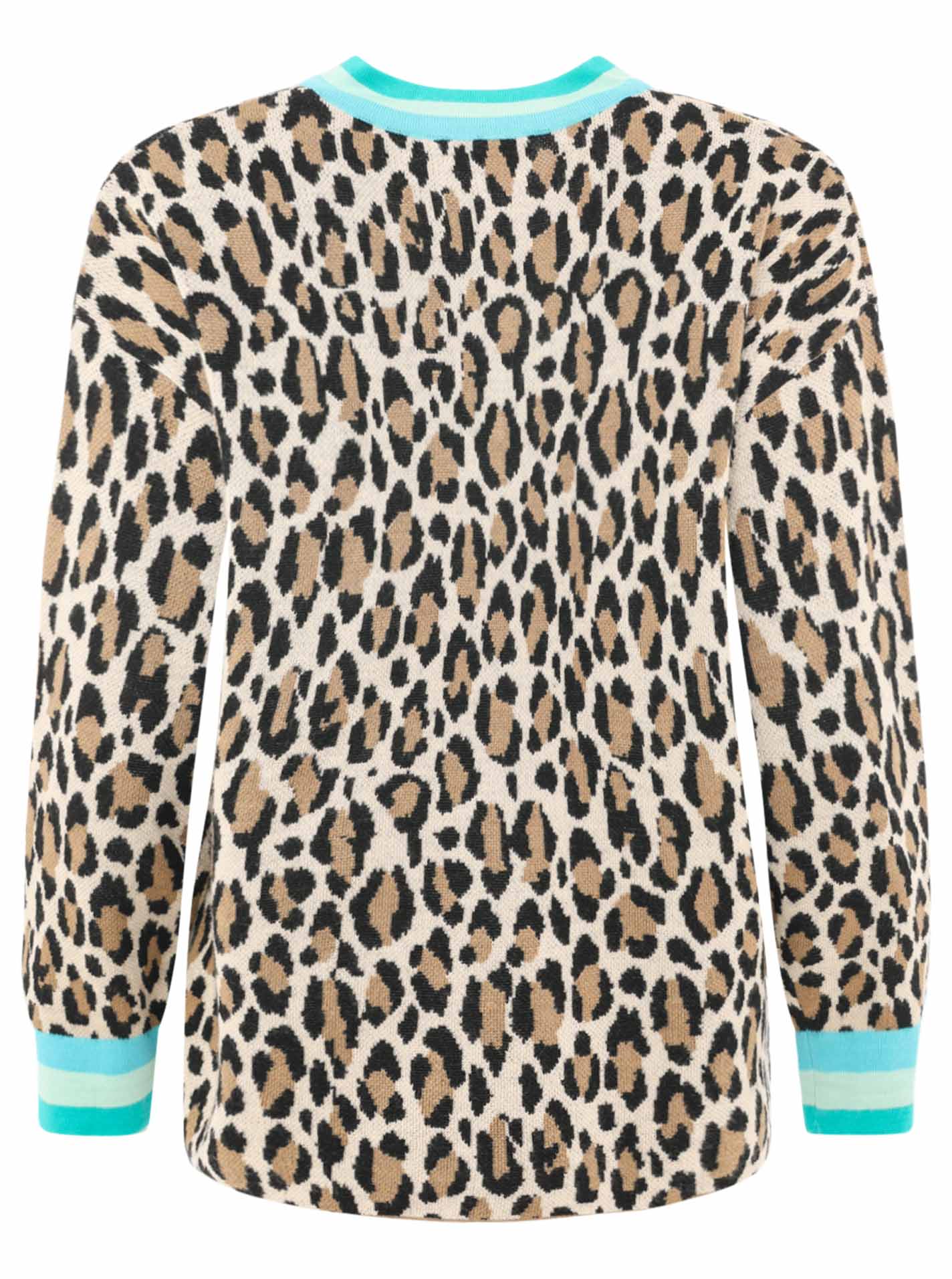 Zwillingsherz -  Pullover Leo/Leopard - Beige/Türkis