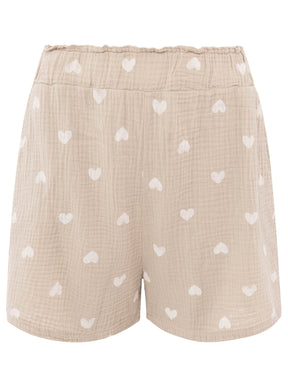 Zwillingsherz - Musselin Shorts - Beige/Weiß