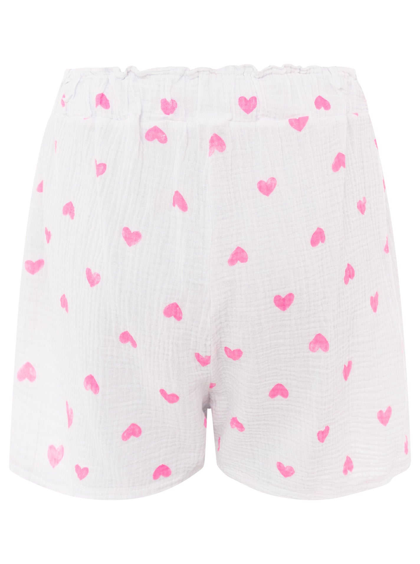 Zwillingsherz - Musselin Shorts - Herz Weiß/Pink