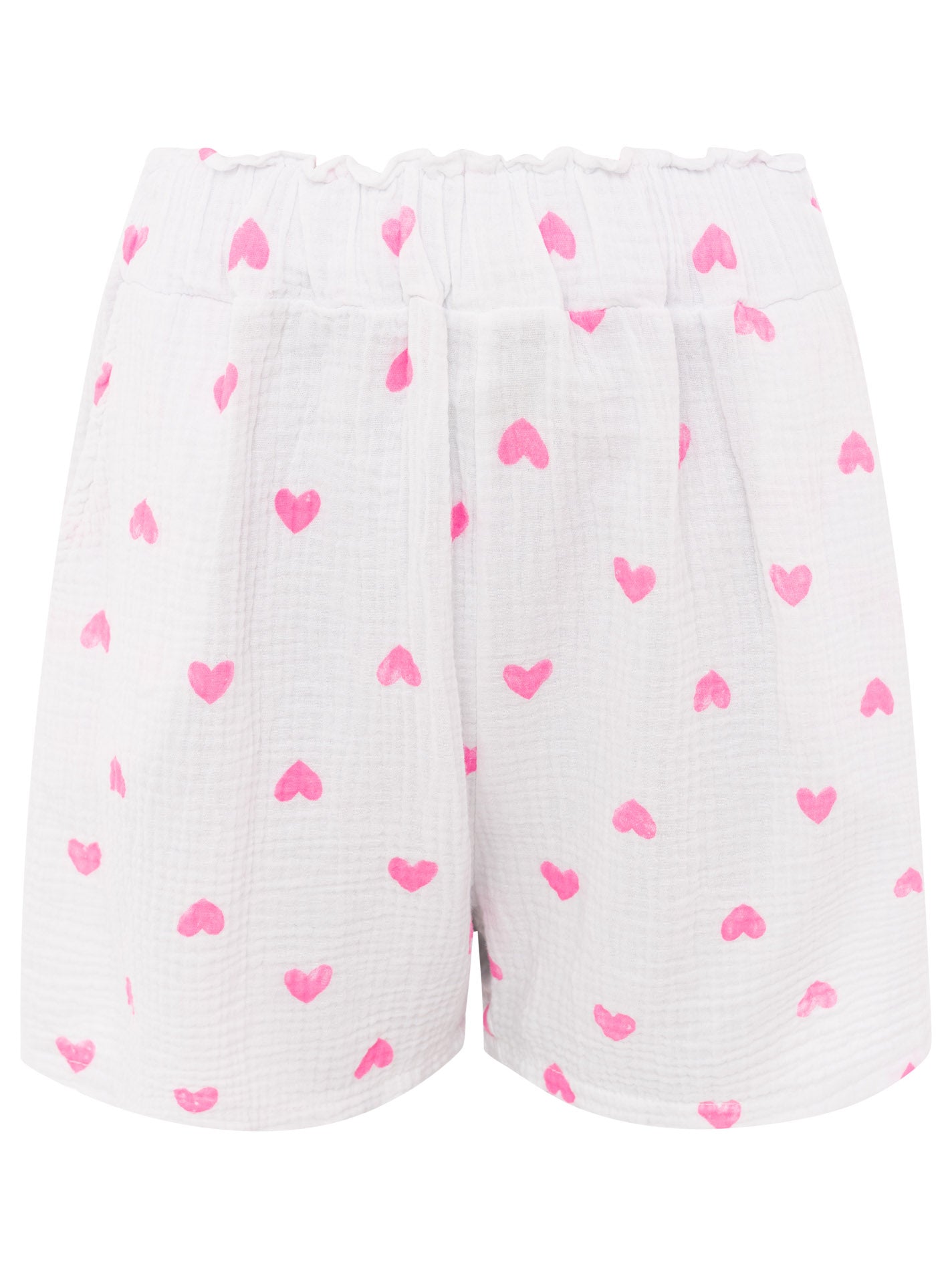 Zwillingsherz - Musselin Shorts - Herz Weiß/Pink