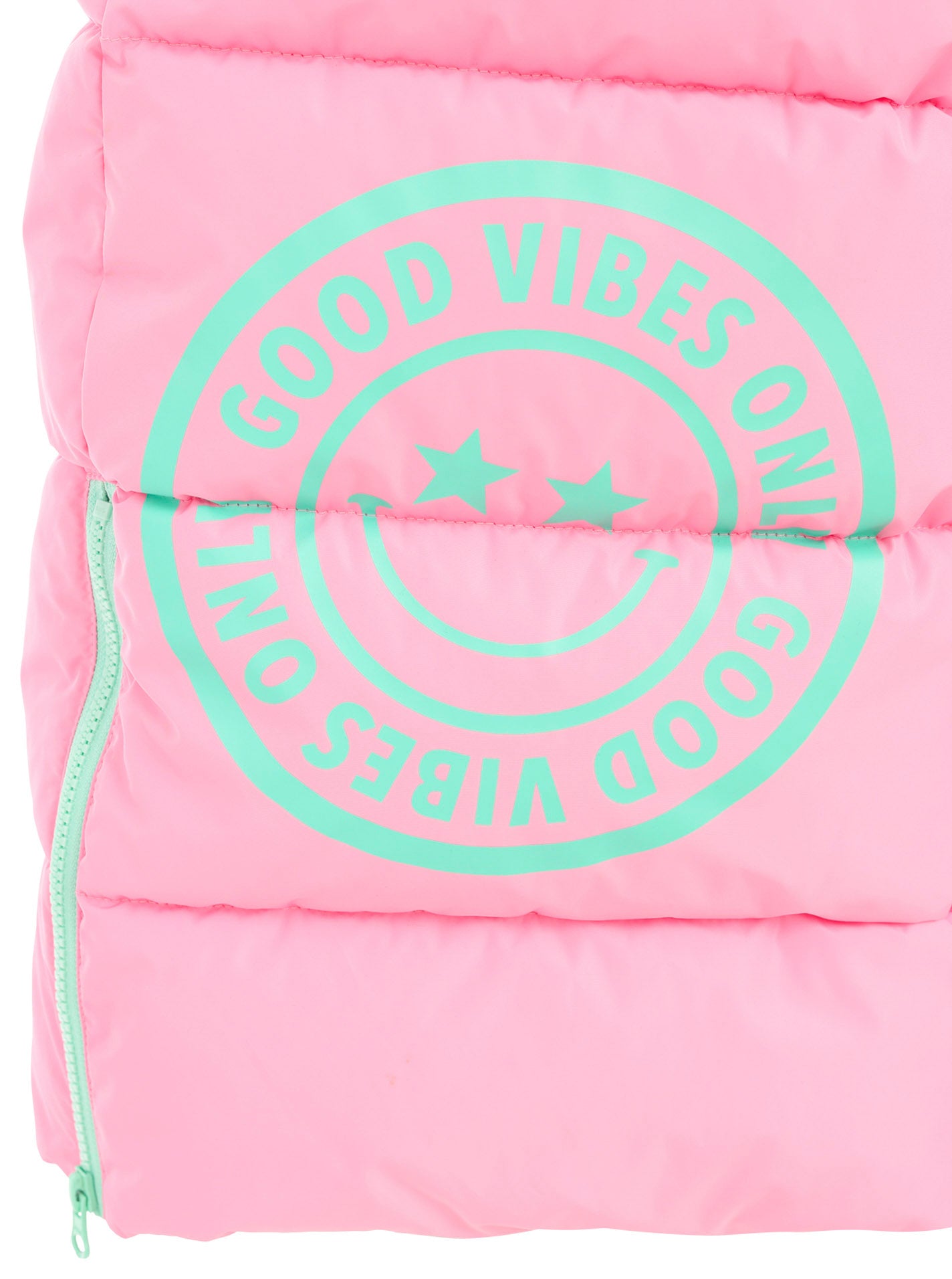 Zwillingsherz - Steppweste "Good Vibes Only" - Pink/Mint