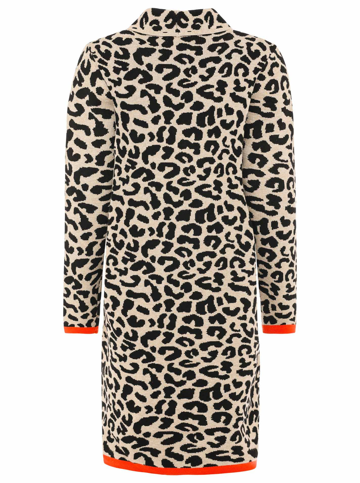 Zwillingsherz Strickjacke Leo/Leopard - Schwarz/Beige/Orange