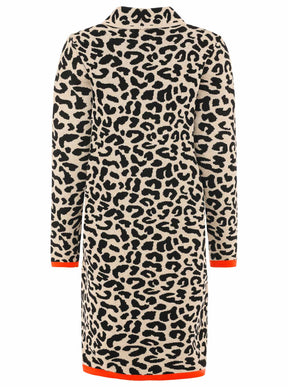 Zwillingsherz Strickjacke Leo/Leopard - Schwarz/Beige/Orange