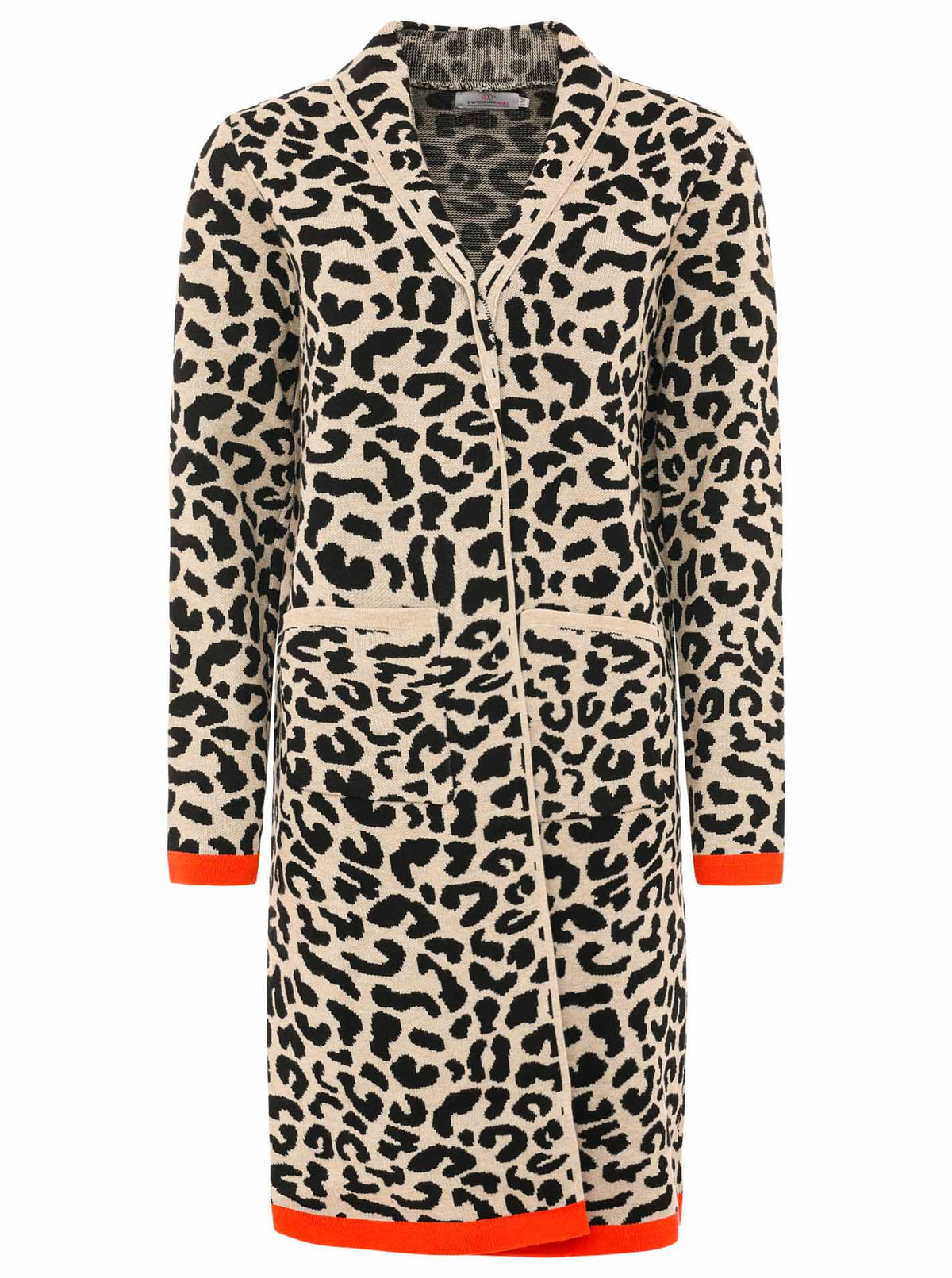 Zwillingsherz Strickjacke Leo/Leopard - Schwarz/Beige/Orange