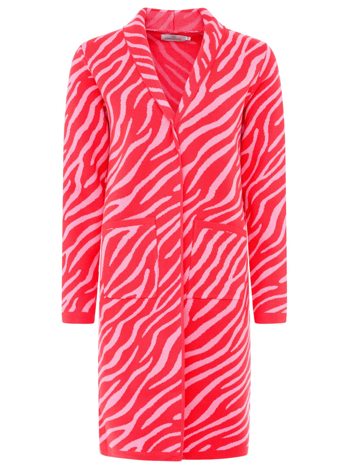 Zwillingsherz Strickjacke Zebra - Rot/Pink