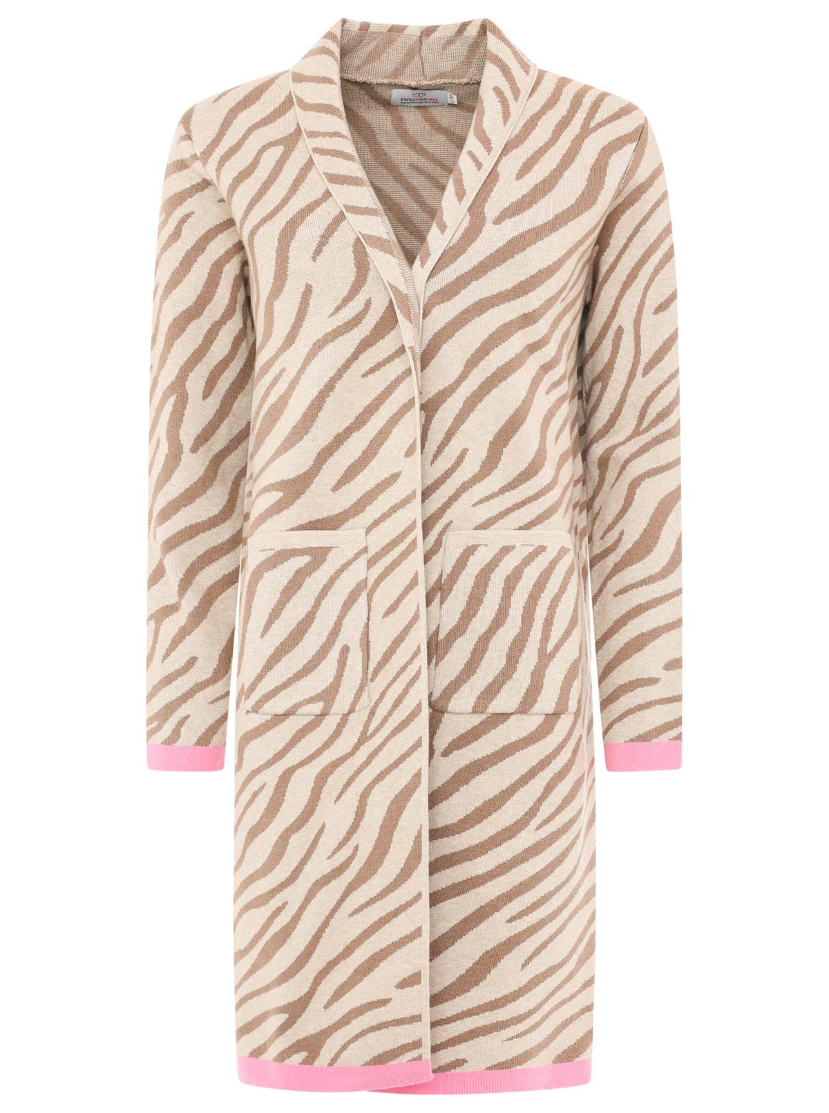 Zwillingsherz Strickjacke Zebra - Beige/Pink