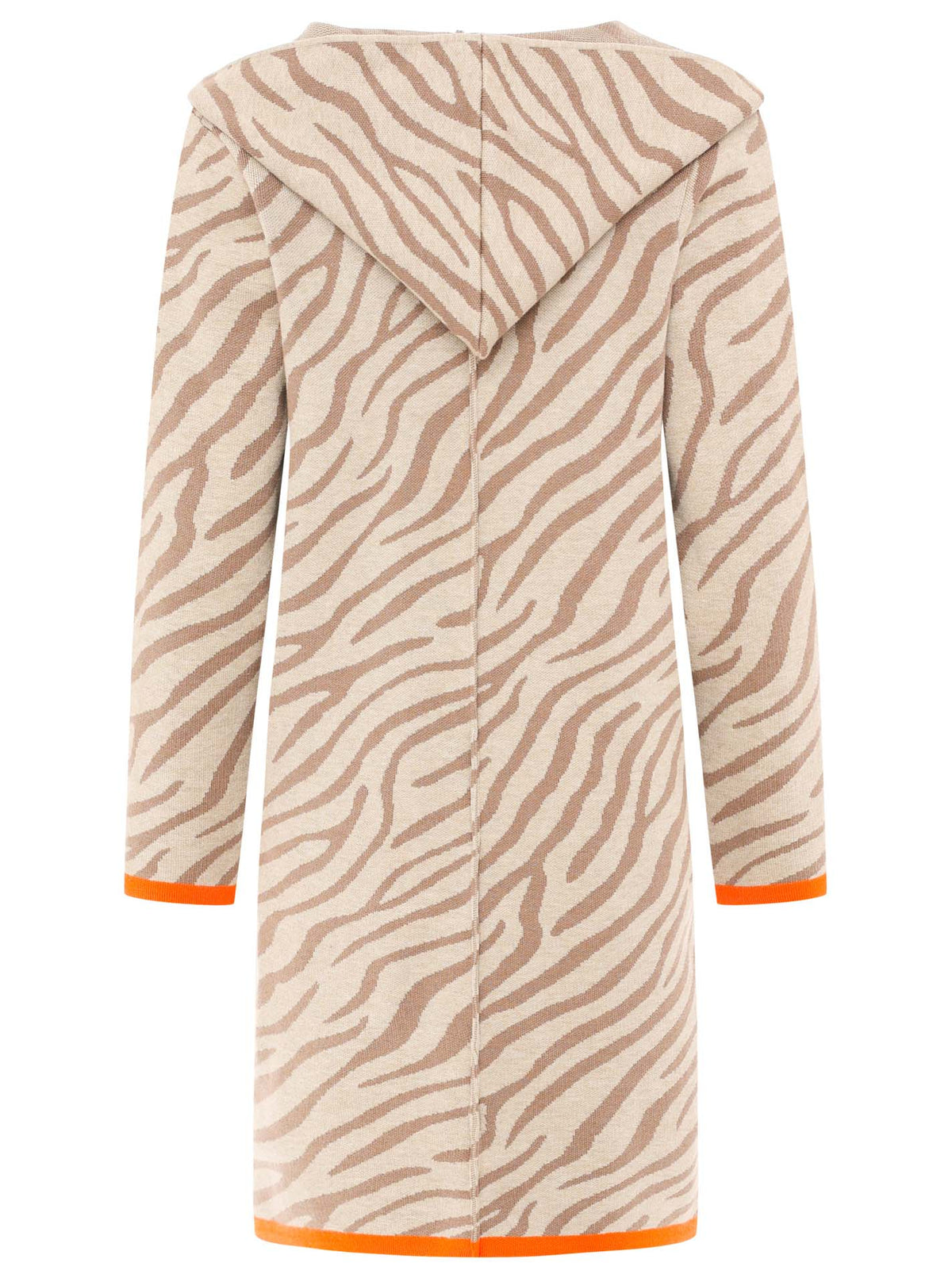 Zwillingsherz Strickjacke mit Kapuze Zebra - Beige/Orange