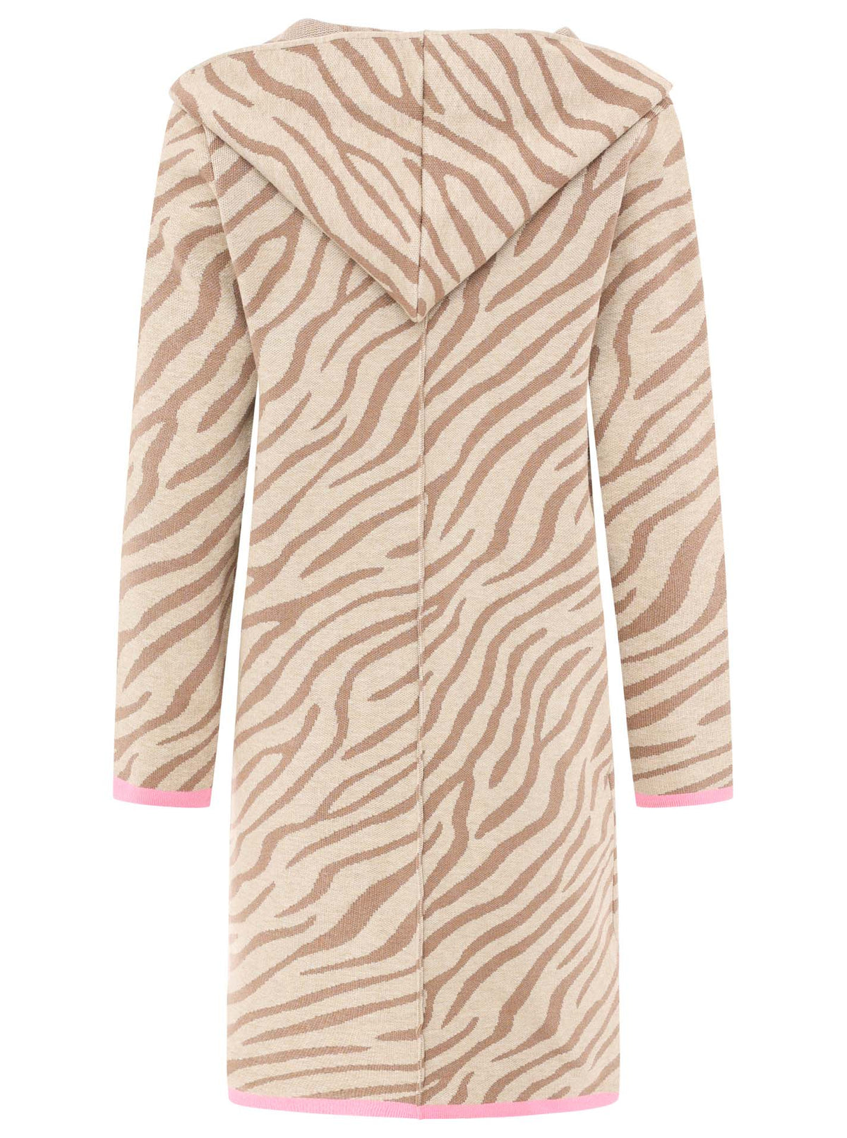 Zwillingsherz Strickjacke mit Kapuze Zebra - Beige/Pink