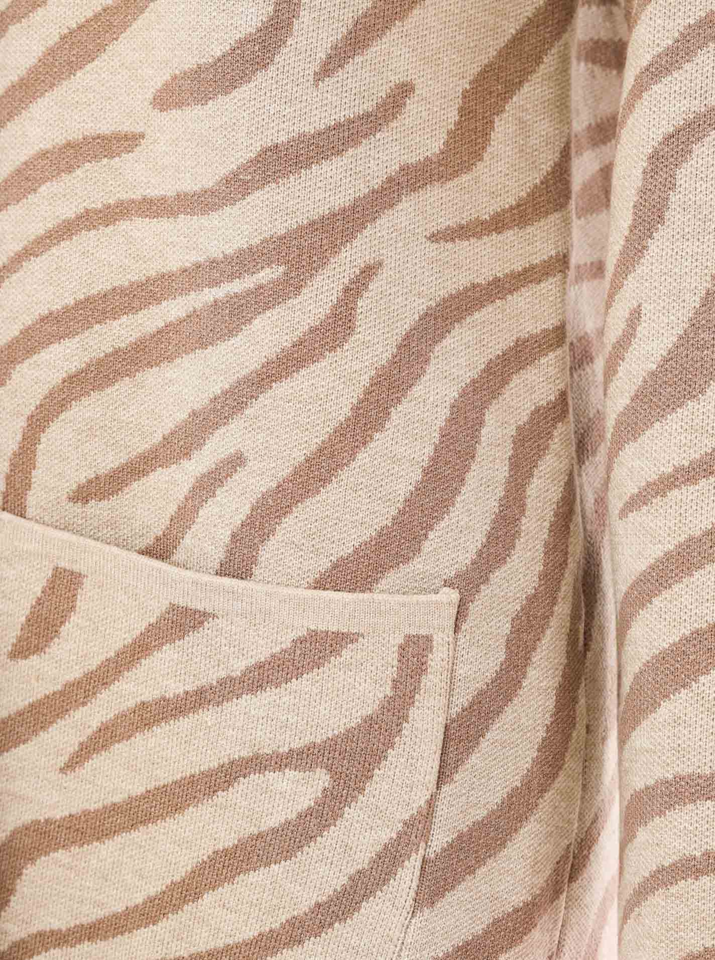 Zwillingsherz Strickjacke mit Kapuze Zebra - Beige/Pink