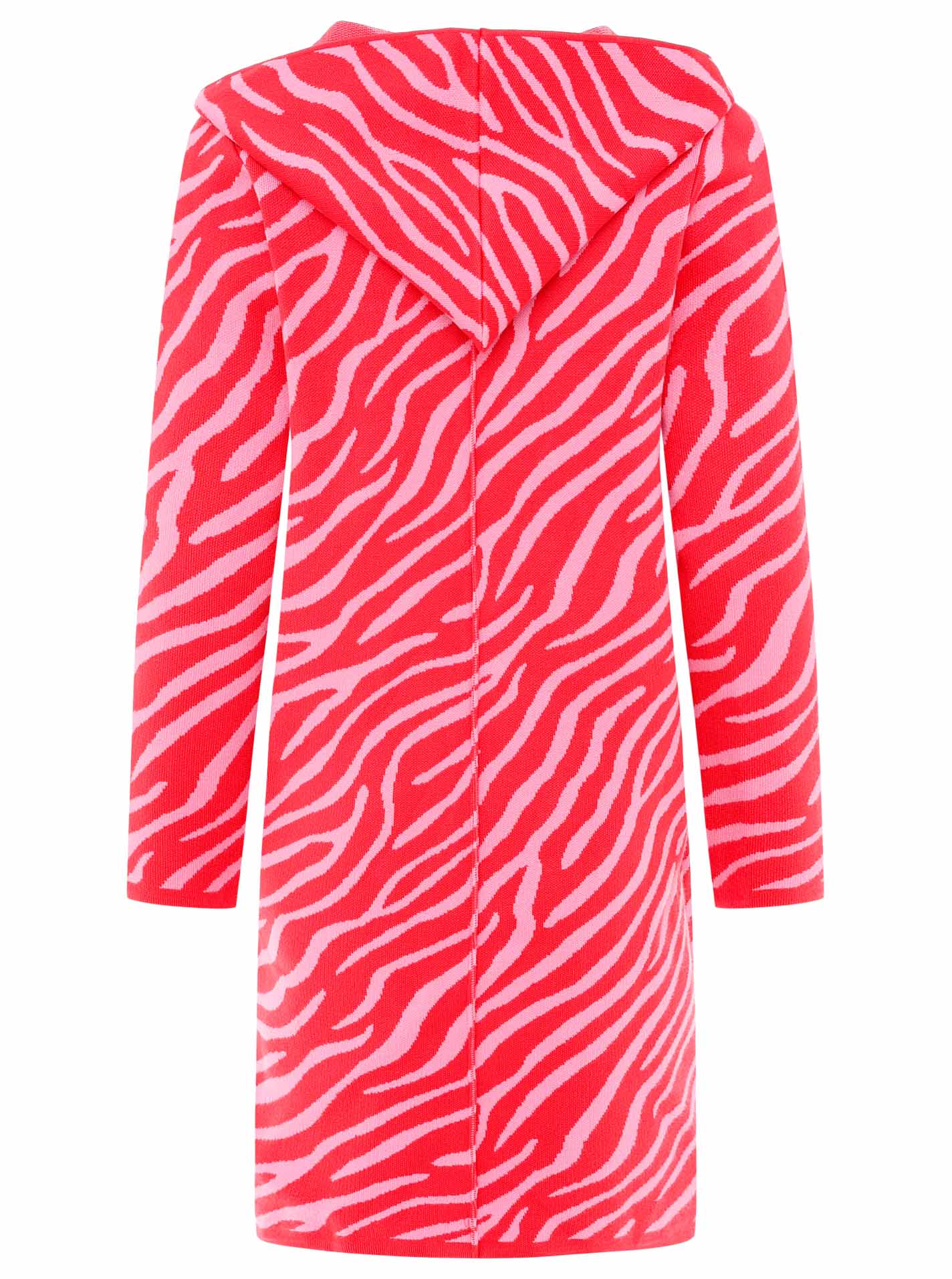 Zwillingsherz Strickjacke mit Kapuze Zebra - Rot/Pink