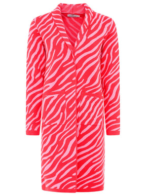 Zwillingsherz Strickjacke mit Kapuze Zebra - Rot/Pink