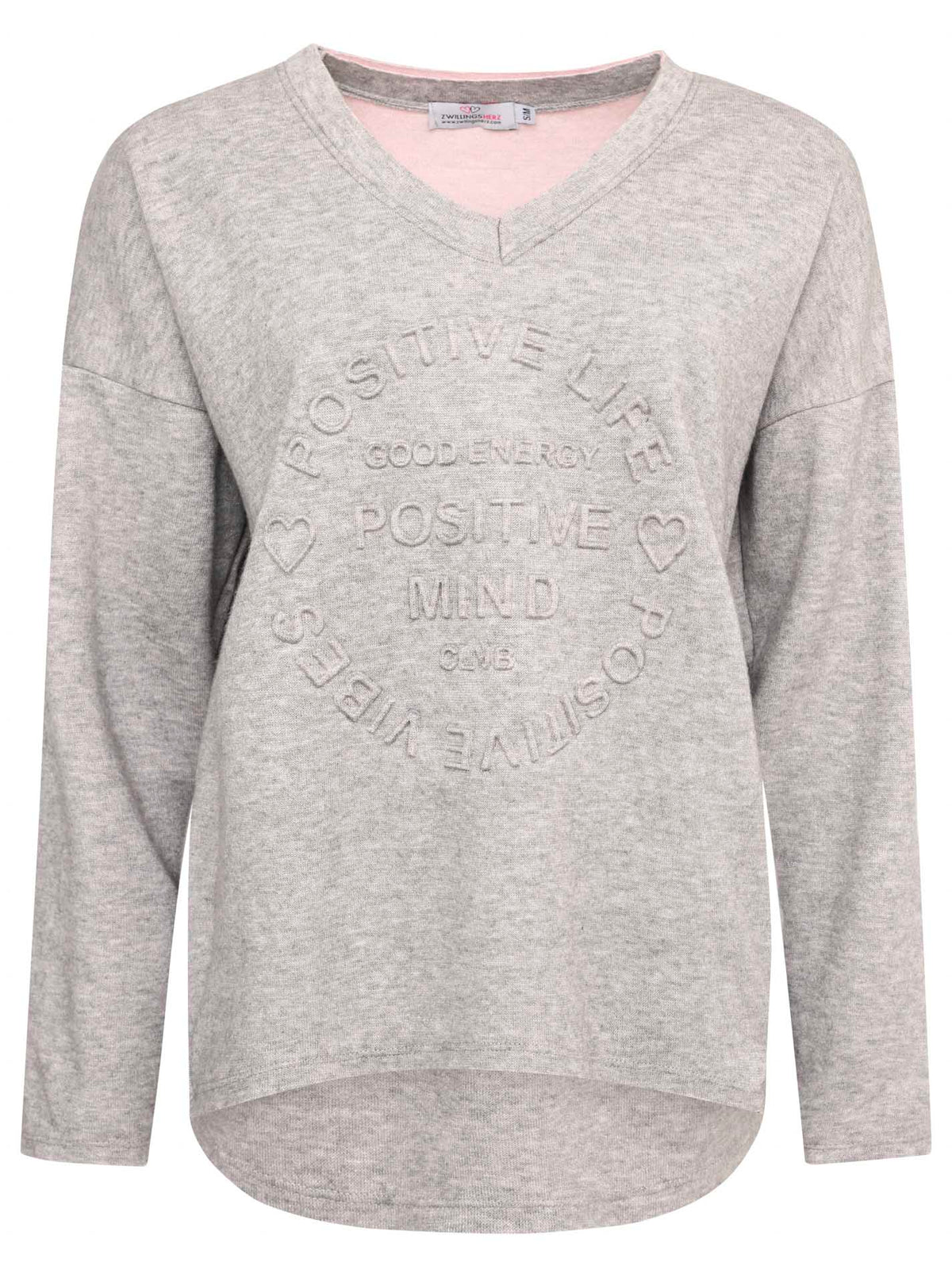 Zwillingsherz -  Sweatshirt "Positive Mind" - Grau