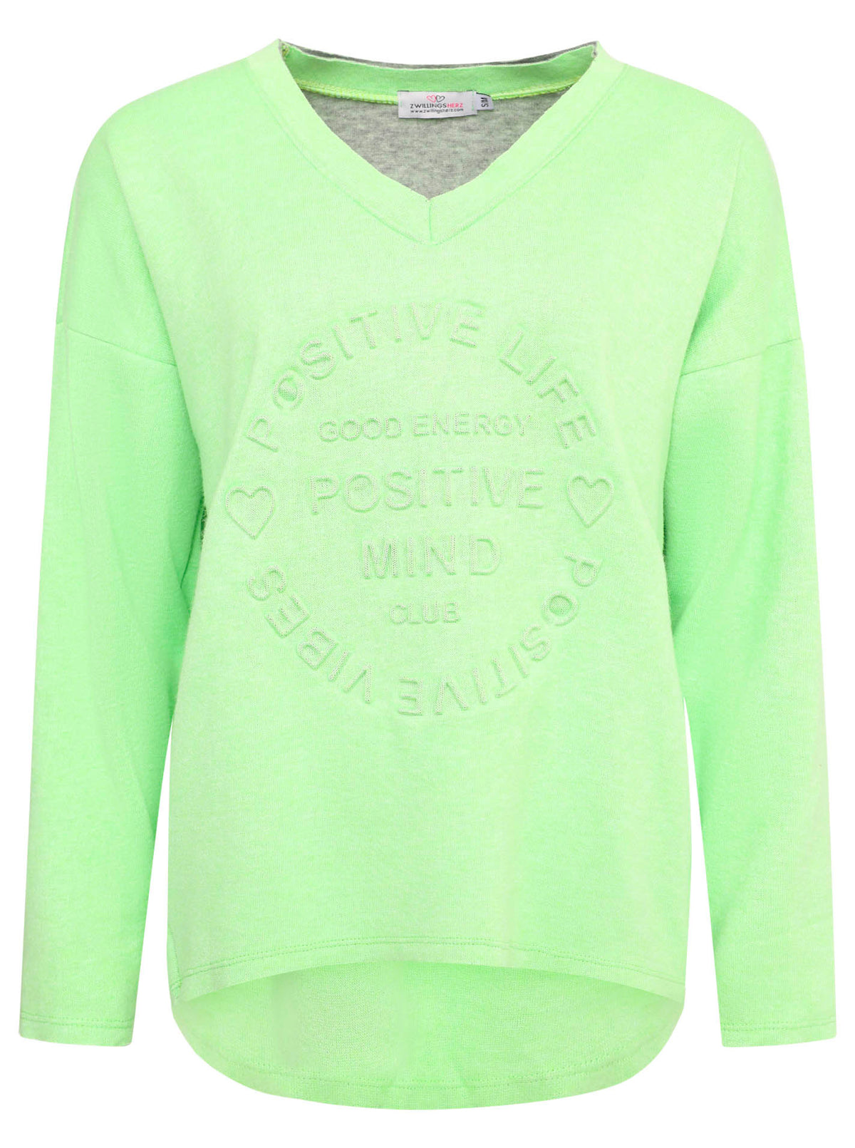 Zwillingsherz -  Sweatshirt "Positive Mind" - Lime (NEU)