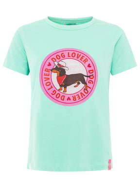 Zwillingsherz - T-Shirt Neu "Dog Lover" - Türkis/Pink