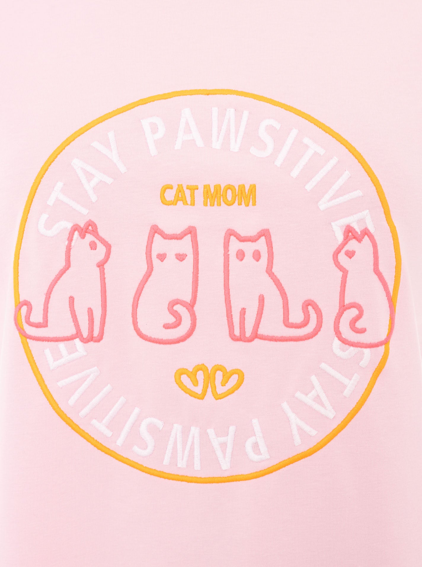 Zwillingsherz - T-Shirt Cat Stay Pawsitive" - Pink/Rosa