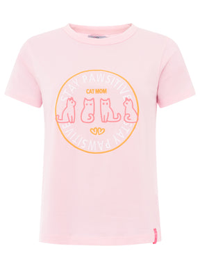 Zwillingsherz - T-Shirt Cat Stay Pawsitive" - Pink/Rosa