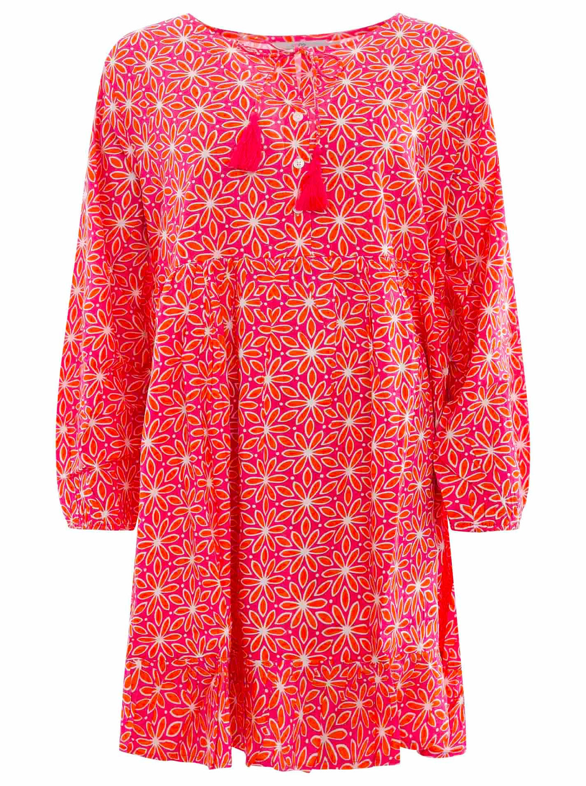 Zwillingsherz - Kleid/Tunika Jolina Blumen Design - Pink/Orange